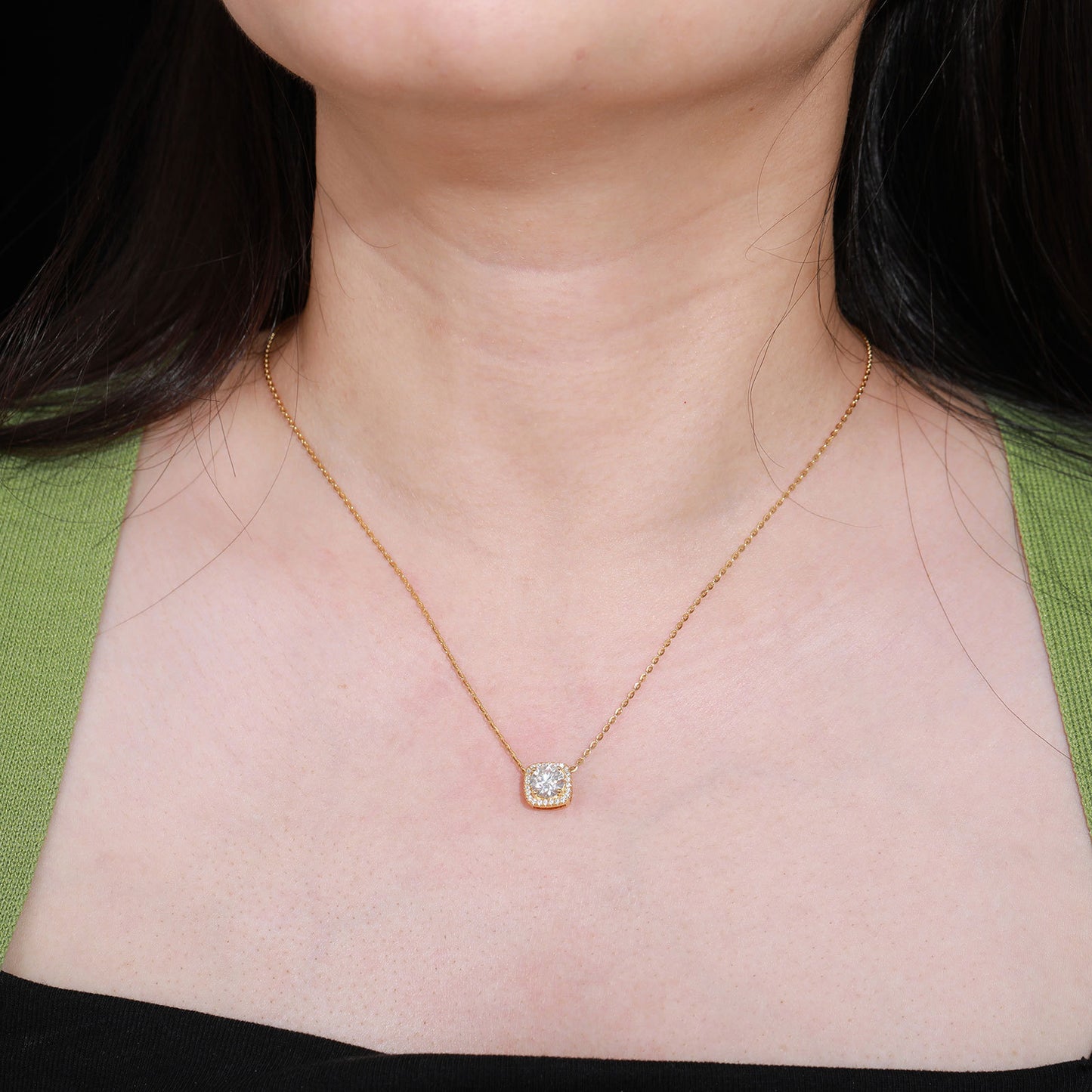 925 Silver Geometric Moissanite Pendant Necklace for Women, Luxury Hip Hop Clavicle Chain product image