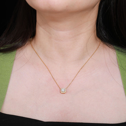 925 Silver Geometric Moissanite Pendant Necklace for Women, Luxury Hip Hop Clavicle Chain