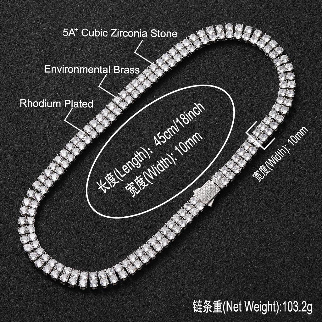 Hip Hop Tennis Chain Cubic Zirconia Necklace for Men and Women