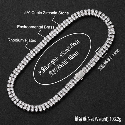 Hip Hop Tennis Chain Cubic Zirconia Necklace for Men and Women