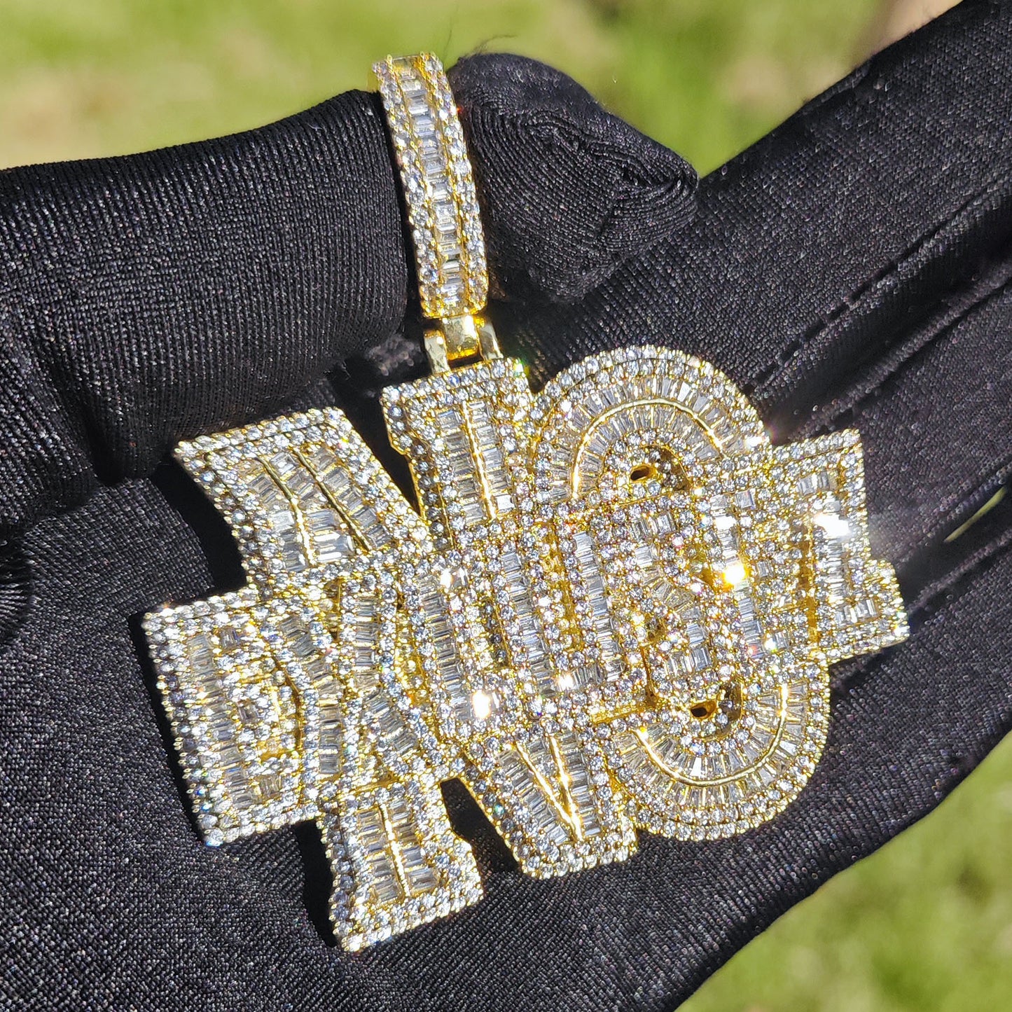 Iced Out Letter Pendant Necklace for Men
