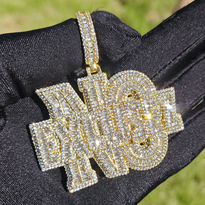 Iced Out Letter Pendant Necklace for Men