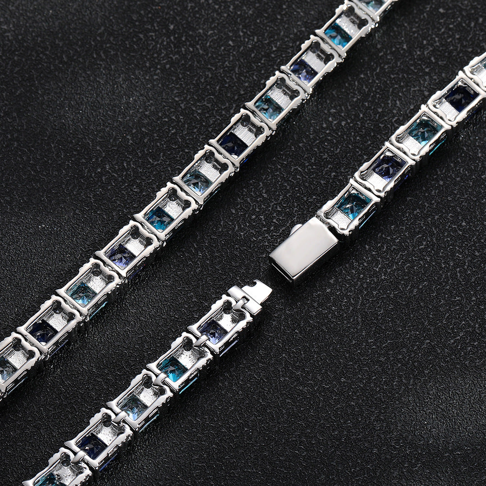 Colorful Square Stone Tennis Bracelet, Hip Hop Statement Bracelet, Unisex product image
