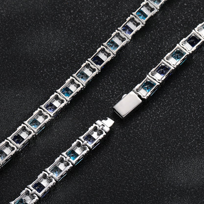 Colorful Square Stone Tennis Bracelet, Hip Hop Statement Bracelet, Unisex