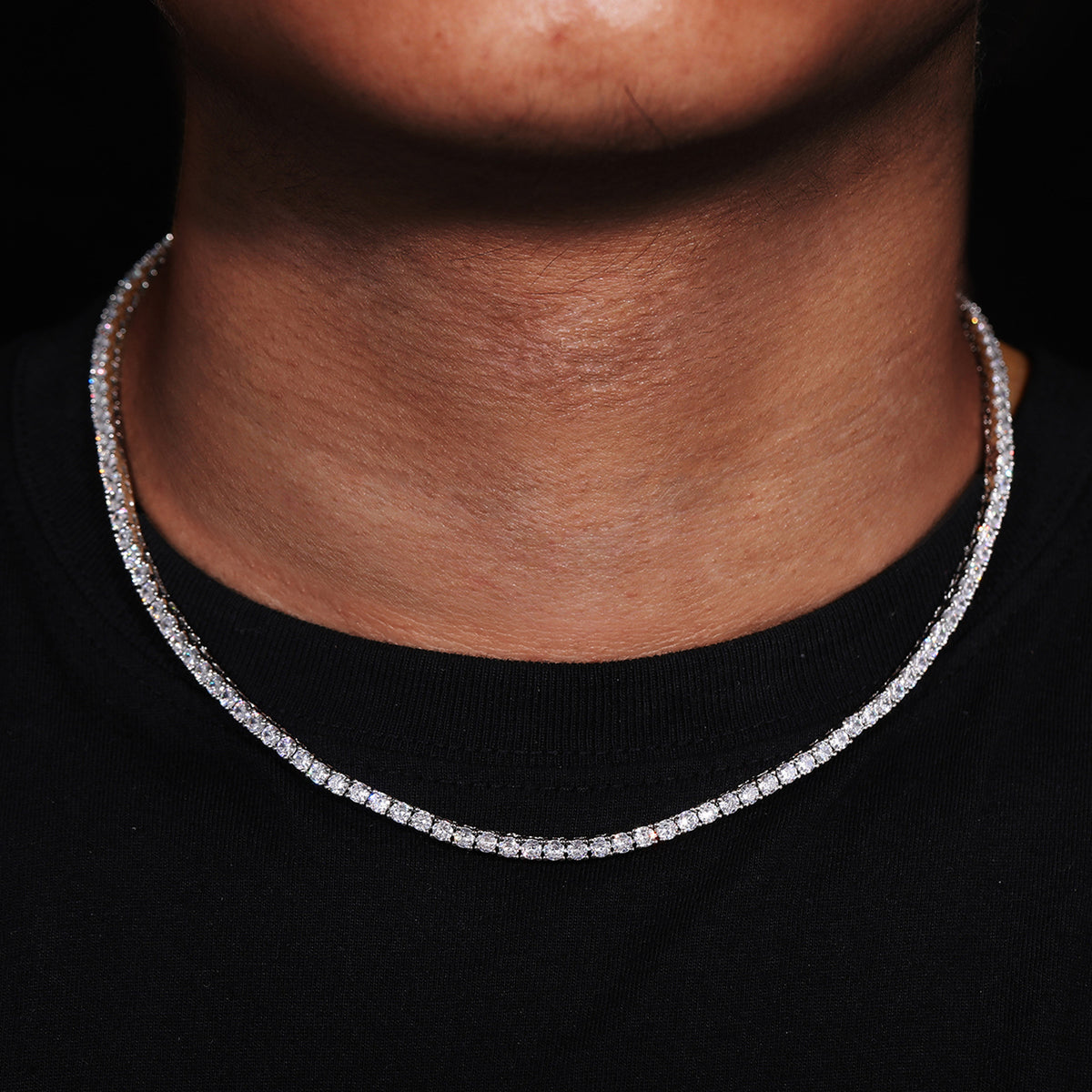 Unisex Iced Out Tennis Chain Necklace & Bracelet Set in Cubic Zirconia product image