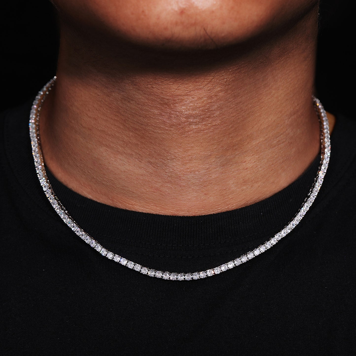 Unisex Iced Out Tennis Chain Necklace & Bracelet Set in Cubic Zirconia product image