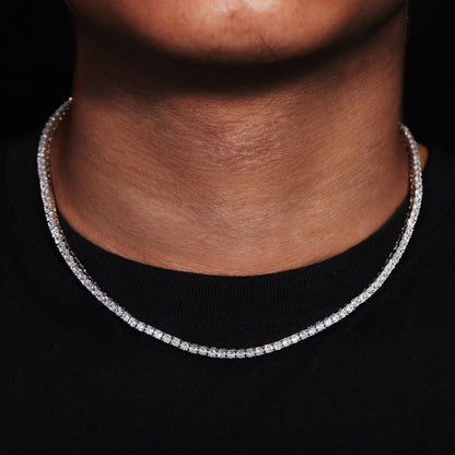 Unisex Iced Out Tennis Chain Necklace & Bracelet Set in Cubic Zirconia