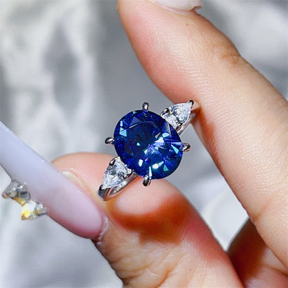 3 Carat Oval Moissanite Ring for Women with Pear Accent Stones