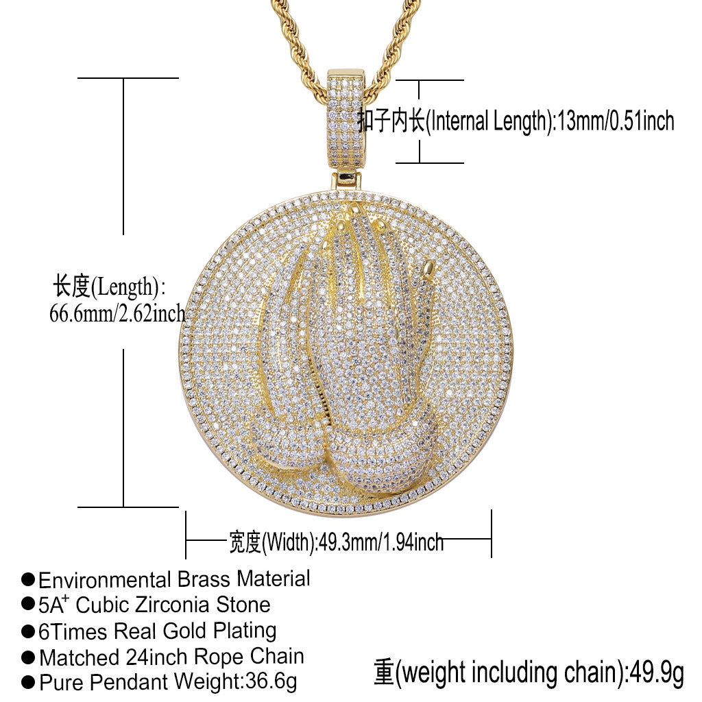 Hip Hop Fashion Cubic Zirconia Pendant Necklace for Men and Women
