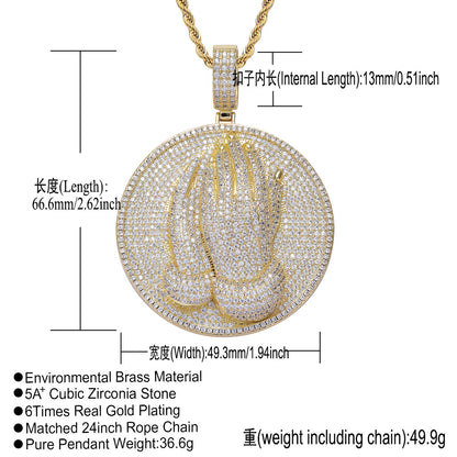 Hip Hop Fashion Cubic Zirconia Pendant Necklace for Men and Women