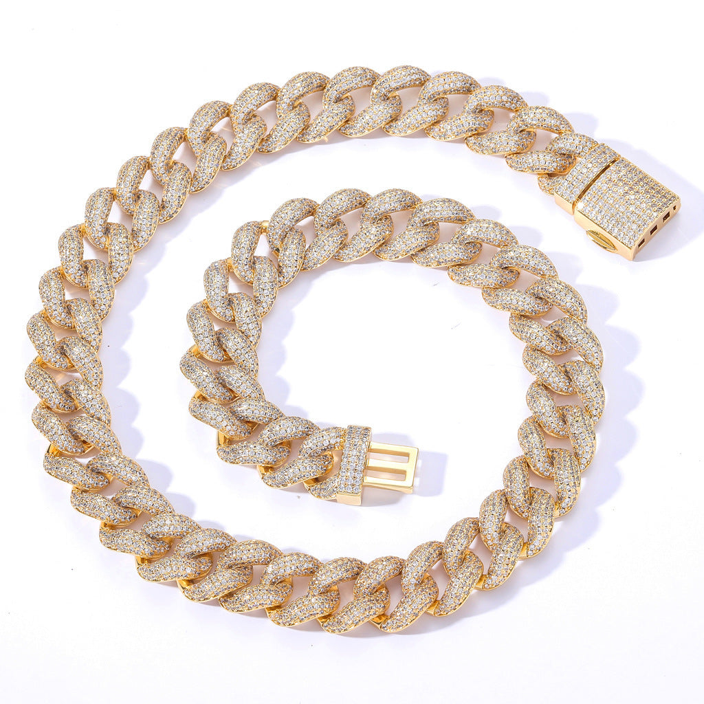 Hip Hop Light Luxury Cuban Link Cubic Zirconia Necklace for Men