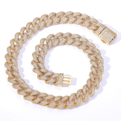 Hip Hop Light Luxury Cuban Link Cubic Zirconia Necklace for Men
