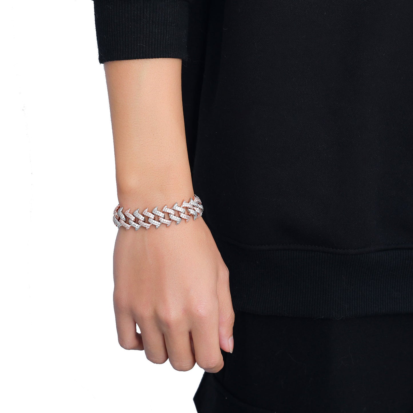 Hip Hop Cuban Link Thorn Spike Copper Bracelet for Men