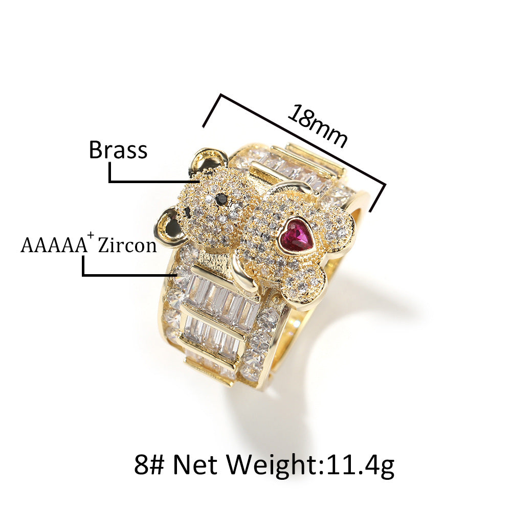 Adjustable Bear Cubic Zirconia Ring for Women in Gold or Silver Tone product image
