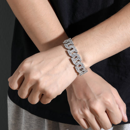 Hip Hop Minimalist Diamond Shape Cuban Link Cubic Zirconia Bracelet for Men