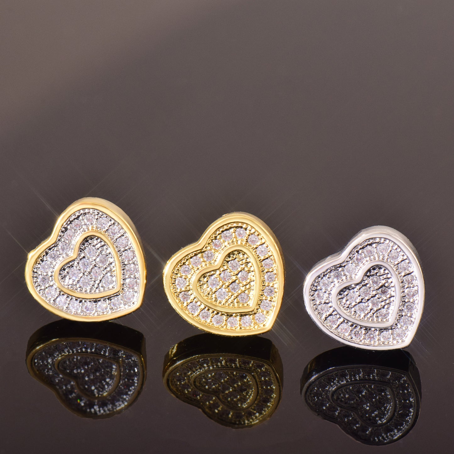 Unisex Iced Heart Stud Earrings Gift