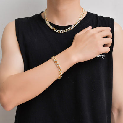 Hip Hop Minimalist Cuban Link Cubic Zirconia Bracelet for Men