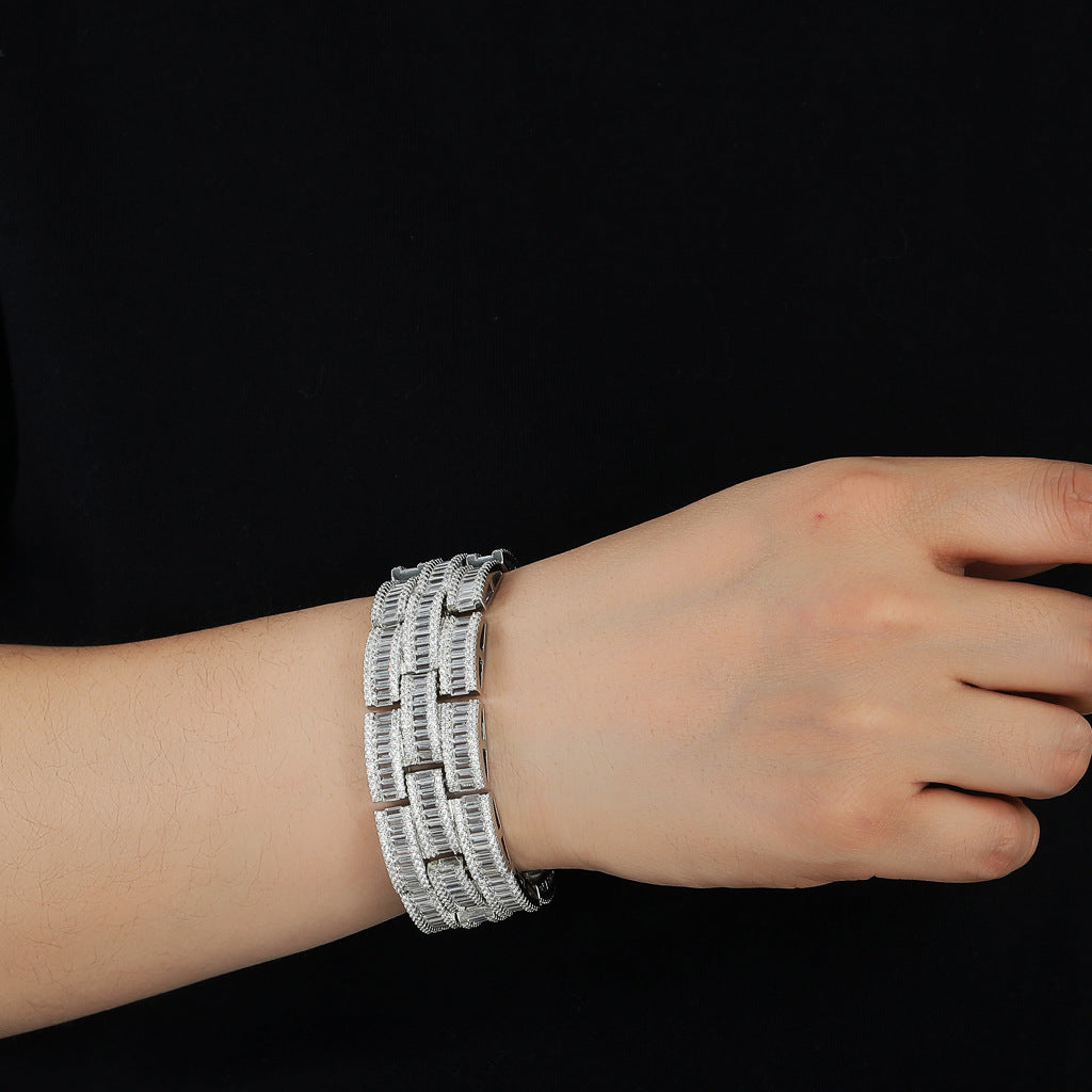 Hip Hop Cuban Link Cubic Zirconia Bracelet for Men and Women