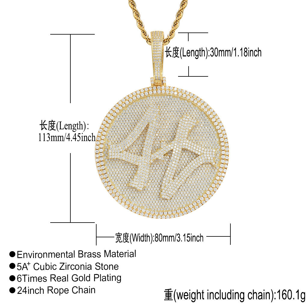 Hip Hop Fashion Cubic Zirconia Pendant Necklace for Men and Women