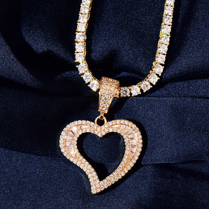 Iced Out Heart Pendant Necklace