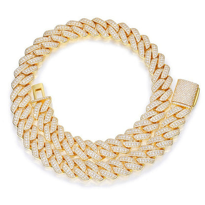 Iced Out 15mm Triple Row Cuban Link Chain Necklace for Men & Women
