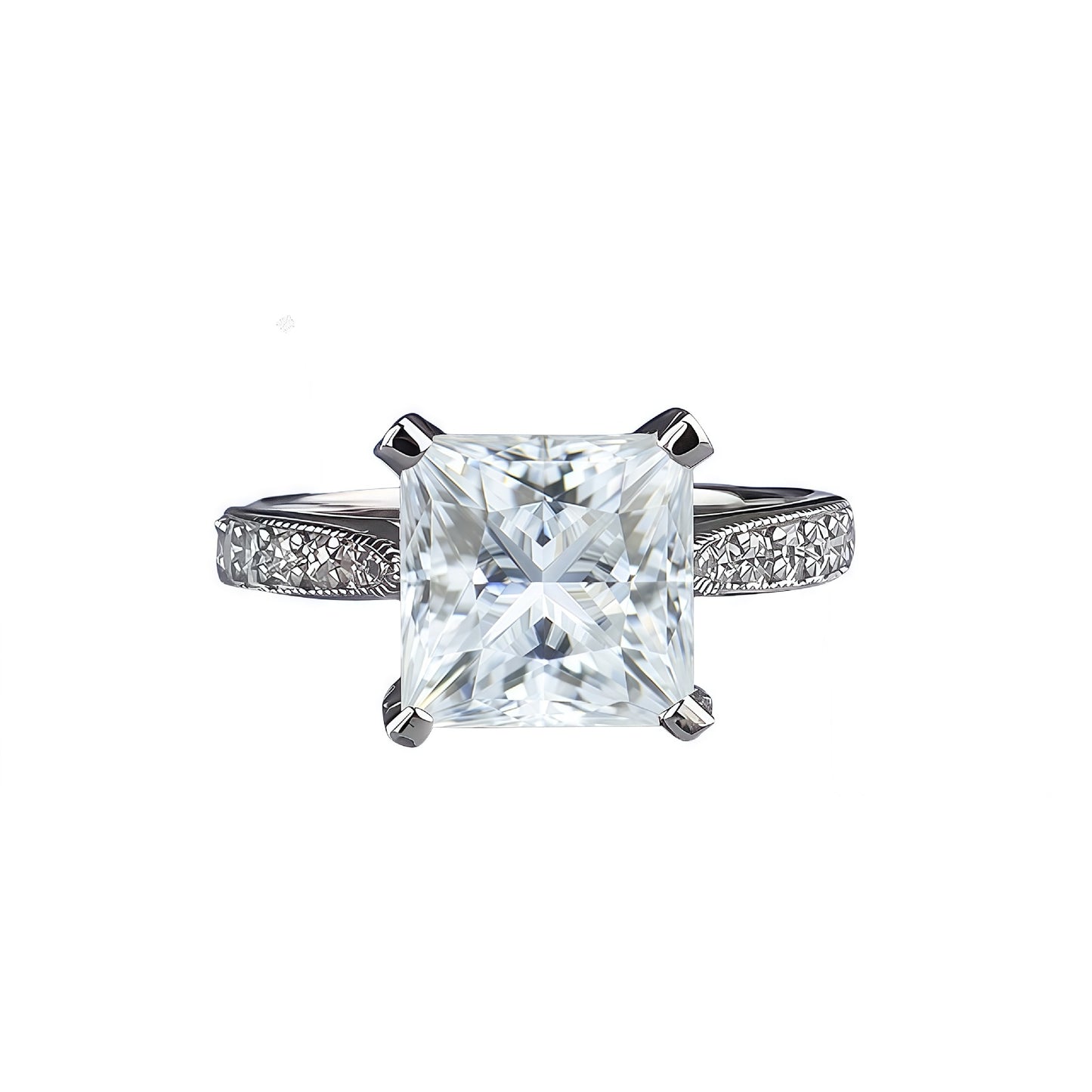 2.5 Carat Moissanite Asscher Cut Ring, S925 Sterling Silver, 4-Prong Solitaire product image