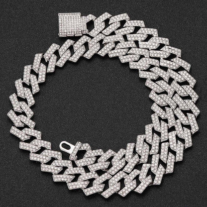 Hip Hop Diamond Shape Cuban Link Alloy Necklace for Men