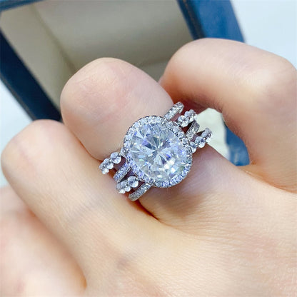 Oval Halo Moissanite Ring for Women, 3 Carat to 5 Carat Style Engagement Ring