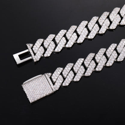 Iced-Out Cuban Link Bracelet, Chunky Hip Hop Chain Bracelet, Zircon Pavé Unisex