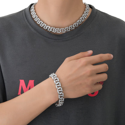 Hip Hop Punk Cuban Link Cubic Zirconia Necklace for Men