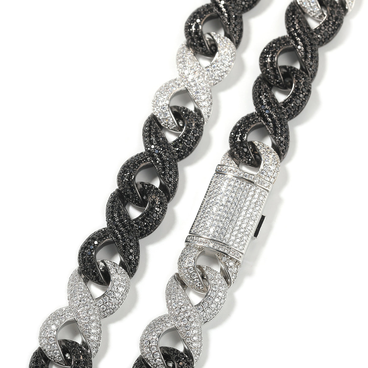 Iced Out Black & Silver Cuban Link Chain Necklace product image