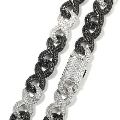 Iced Out Black & Silver Cuban Link Chain Necklace