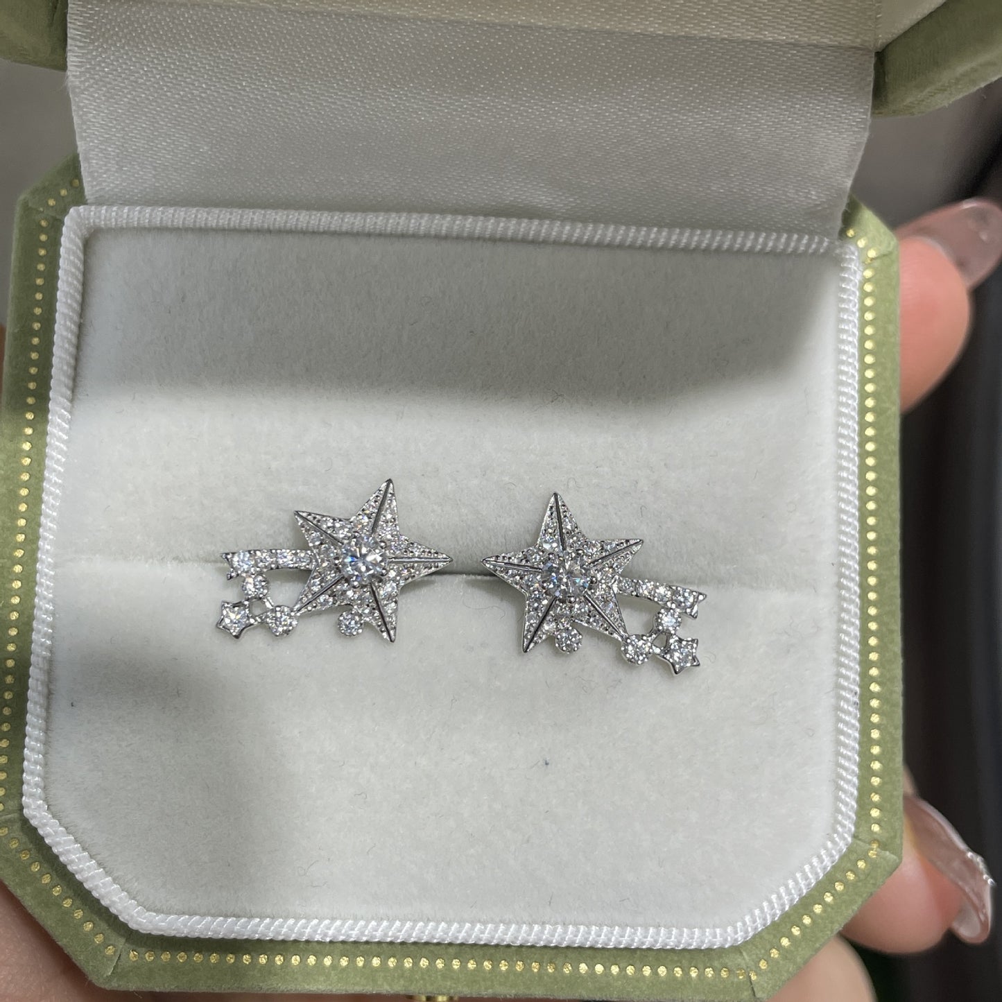 Moissanite Star Stud Earrings, 18K Gold Plated S925 Silver Comet Drop Earrings for Women product image