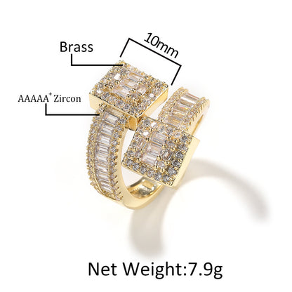 Square halo CZ ring size image showing 10mm center width