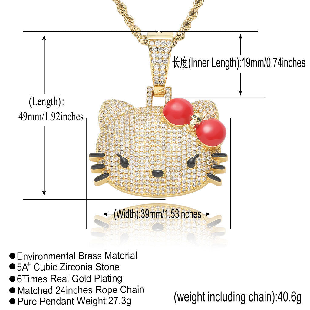 Hip Hop Minimalist Cat Copper Pendant Necklace for Men and Women