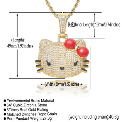 Hip Hop Minimalist Cat Copper Pendant Necklace for Men and Women