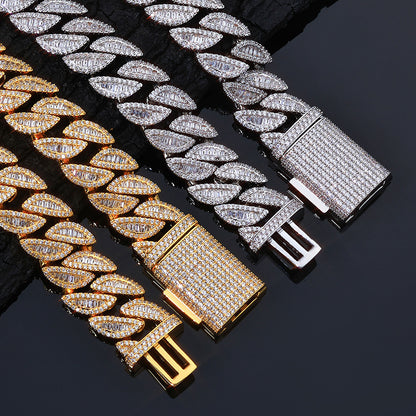 20 mm Wide Pave Cuban Copper Necklace with Cubic Zirconia - CHA354