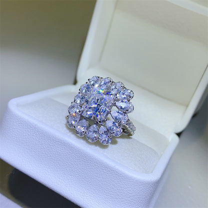Radiant Cut Halo Moissanite Ring for Women – D Color VVS1 1 Carat, 2 Carat or 3 Carat Engagement Ring