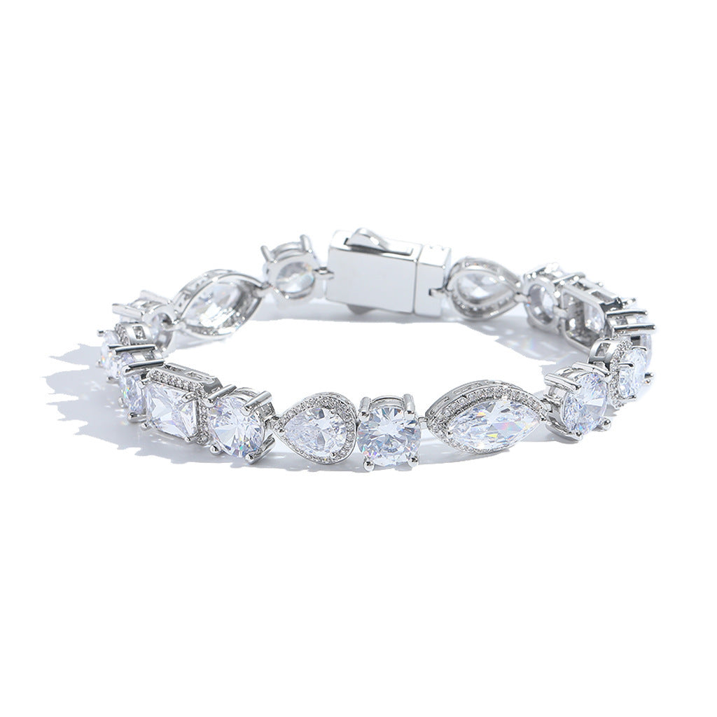 Light Luxury Square Oval Teardrop Cubic Zirconia Bracelet for Men