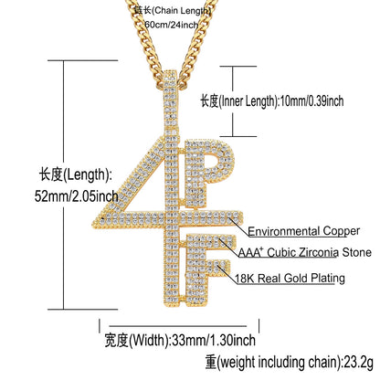 Hip Hop Minimalist Letter Number Copper Pendant Necklace for Men and Women