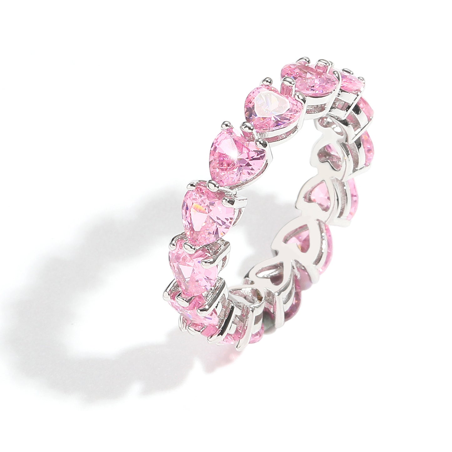 Hip Hop Heart Cubic Zirconia Ring for Men and Women