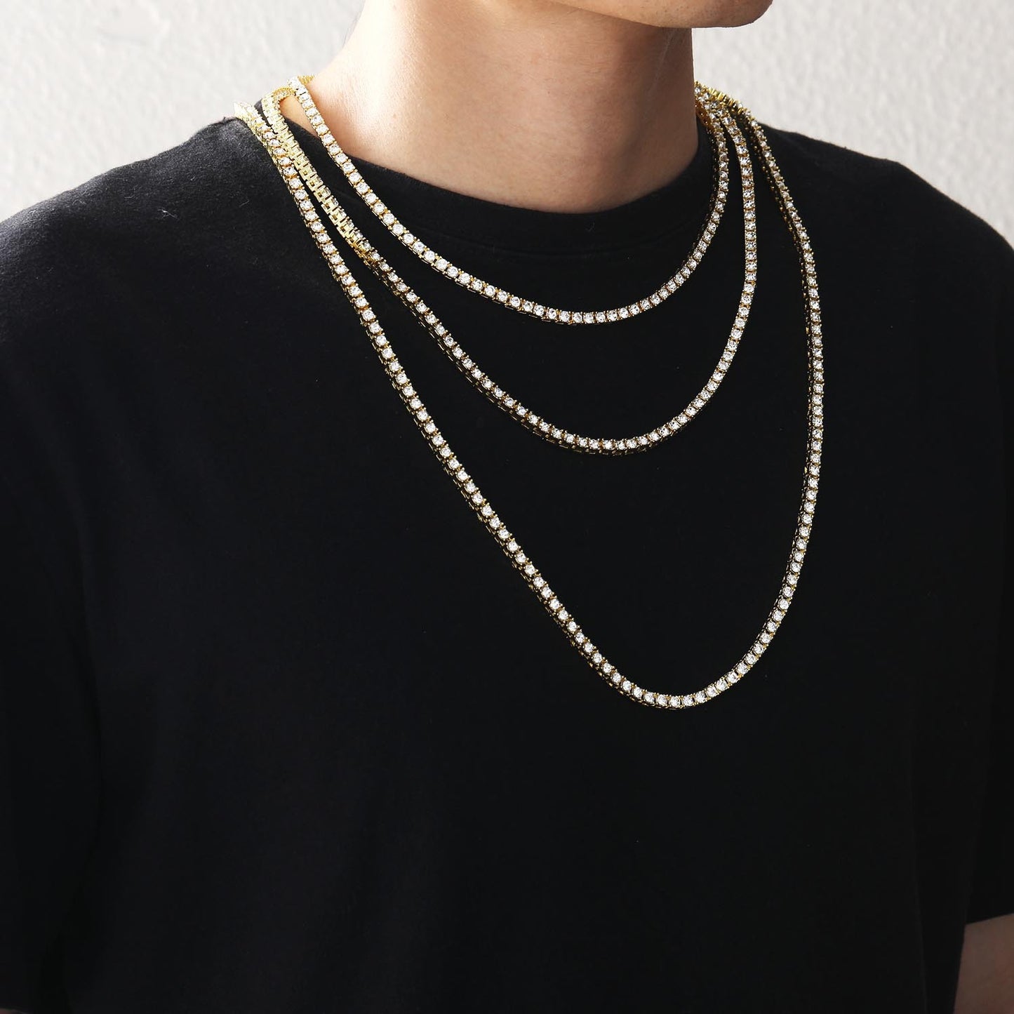 Hip Hop Tennis Chain Alloy Necklace for Men