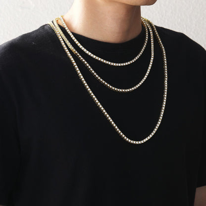 Hip Hop Tennis Chain Alloy Necklace for Men