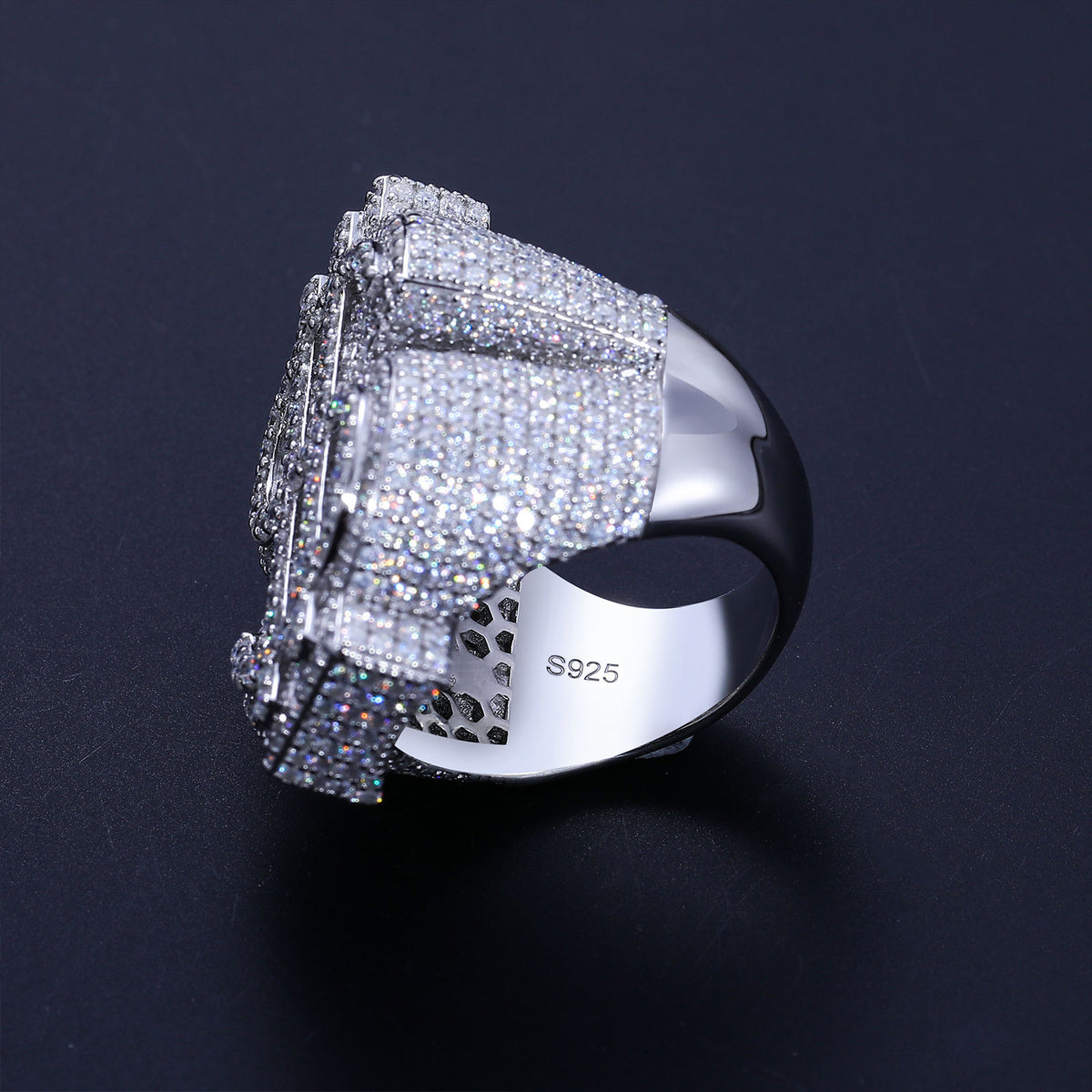 925 Silver Moissanite Dollar Sign Ring for Women & Men - Iced Out Hip Hop Statement Unisex Ring product image