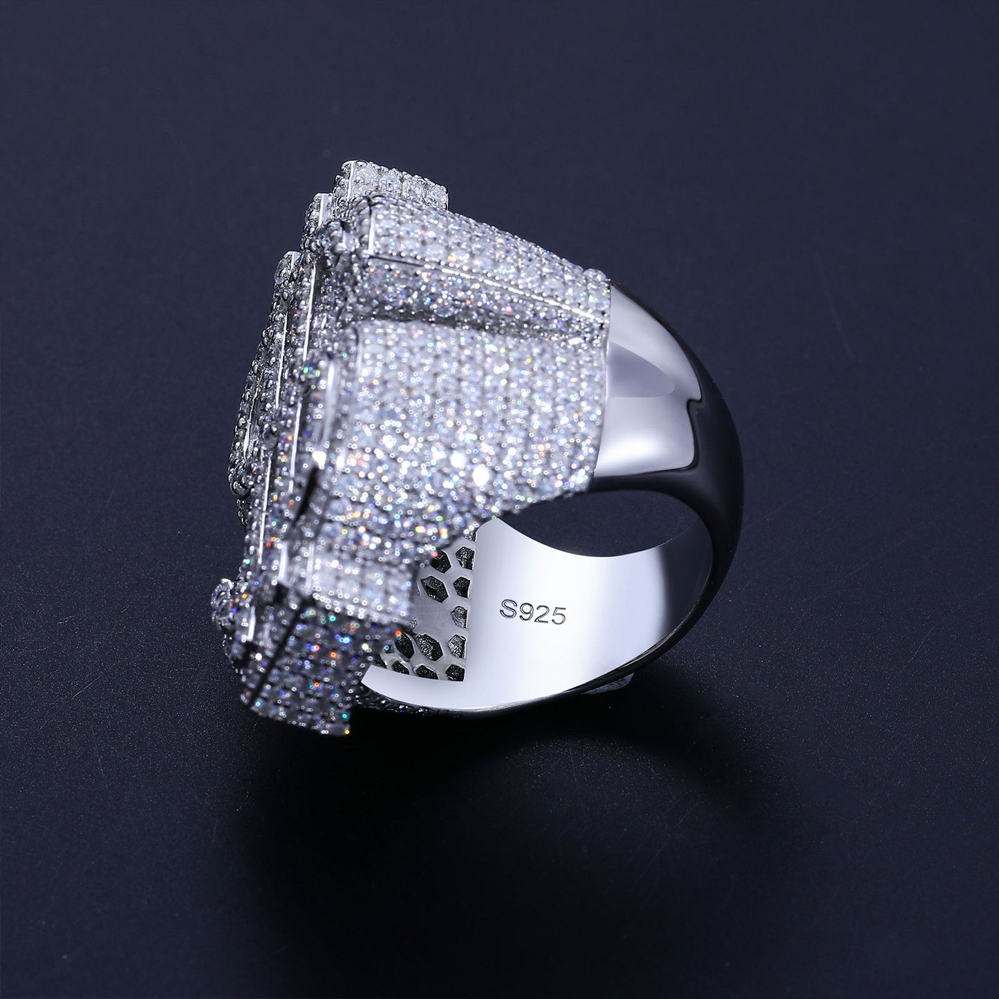 925 Silver Moissanite Dollar Sign Ring for Women & Men - Iced Out Hip Hop Statement Unisex Ring product image