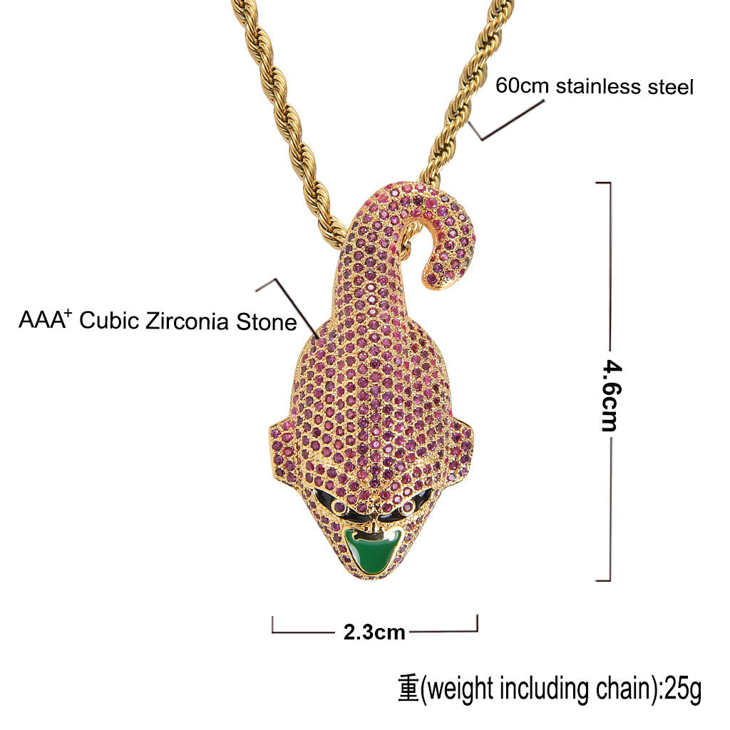 Hip Hop Dragon Cubic Zirconia Pendant Necklace for Men and Women