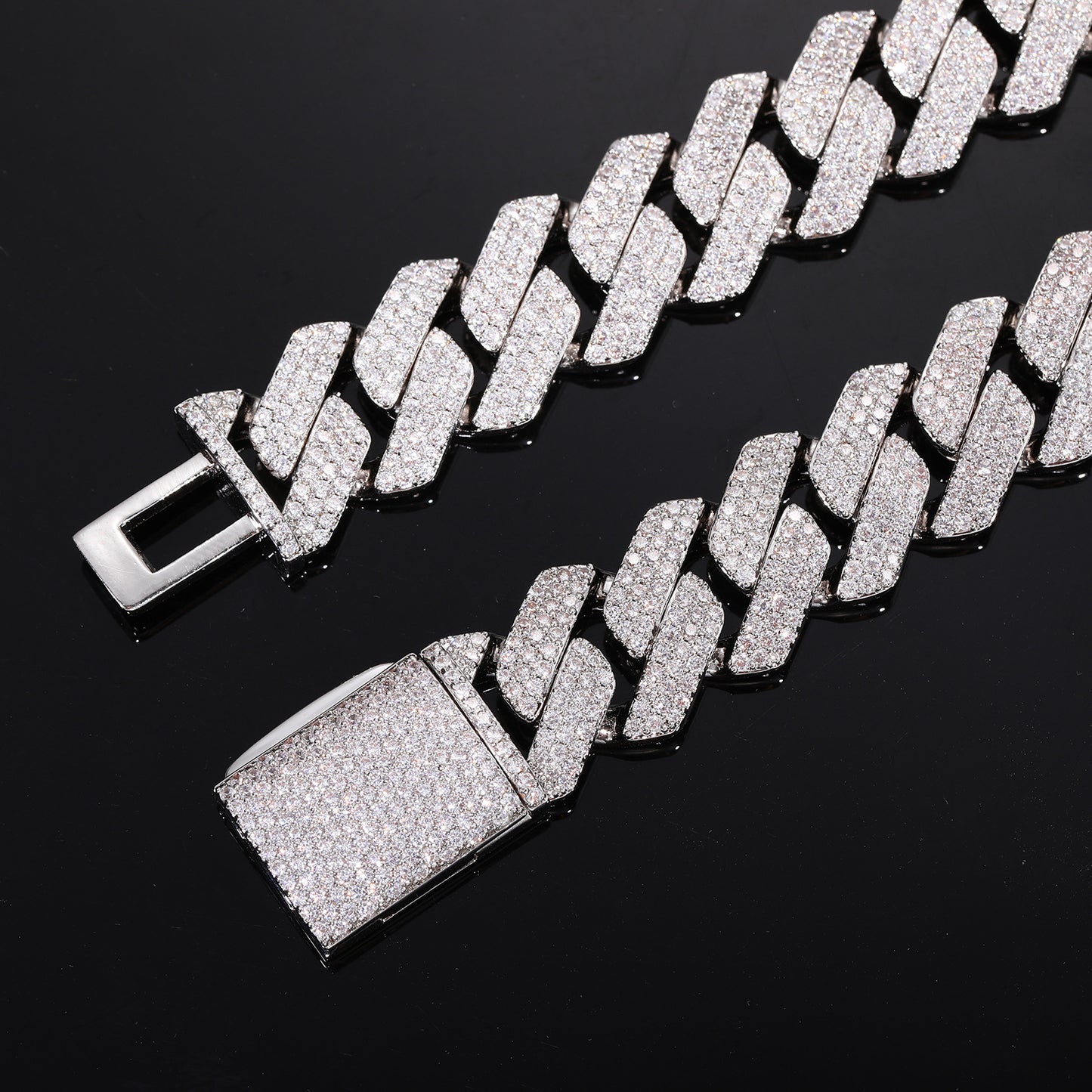 Iced Out 16mm Cuban Link Bracelet for Men and Women - Gold Color Copper Bracelet with Cubic Zirconia product image