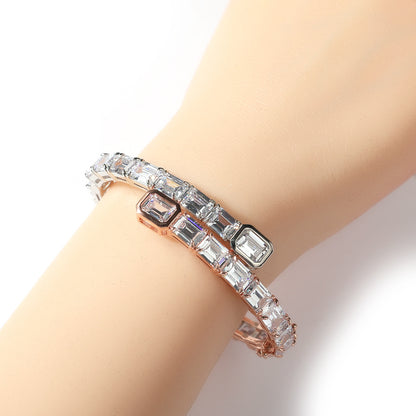 Geometric Cubic Zirconia Tennis Bracelet for Women - Gold, Silver & Rose Gold Statement Chain Bangle