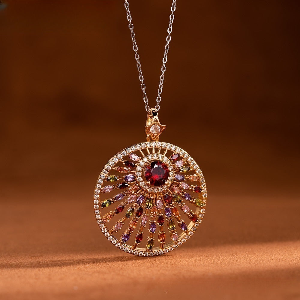 Exotic Sunburst Pendant Necklace for Women