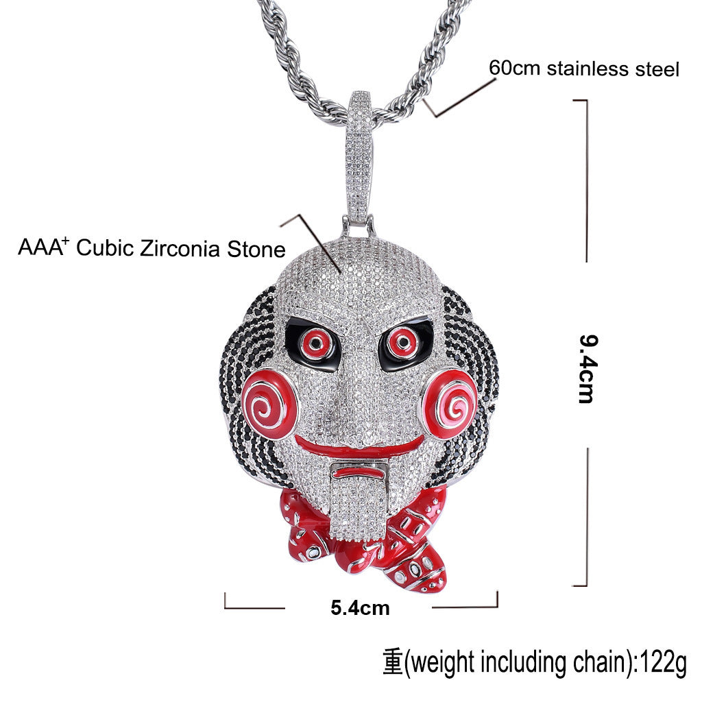 Hip Hop Vintage Sunflower Floral Cubic Zirconia Pendant Necklace for Men and Women